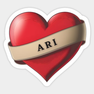 Ari - Lovely Red Heart With a Ribbon Sticker